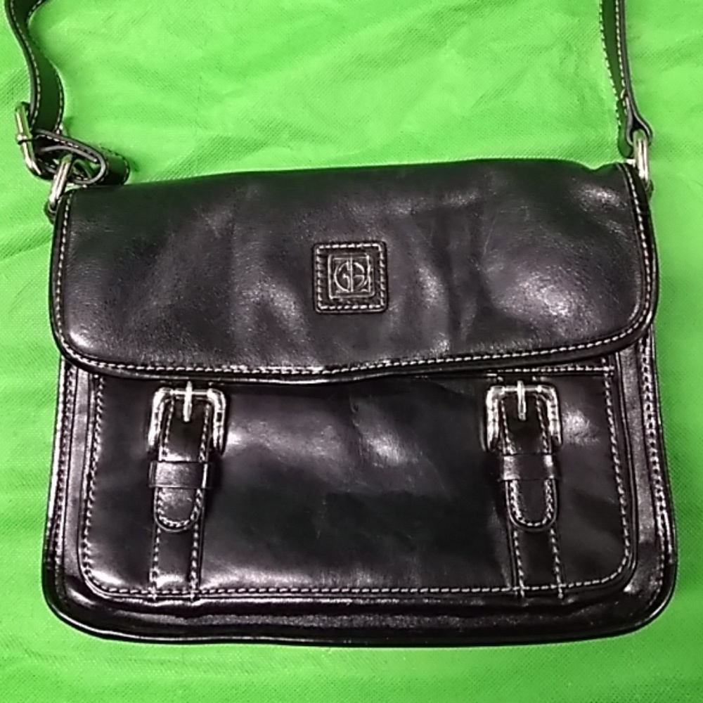 EUC | Black Genuine Leather Crossbody Bag Purse